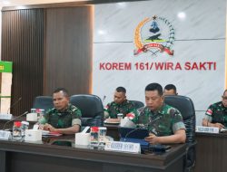 Danrem 161/WS Mengikuti Rapat Evaluasi Progjagar Kodam IX/Udayana TA 2024 Melalui Vicon