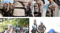 Kabidpropam Polda NTT Pimpin Penyematan Baret Biru dan Aksi Bersih Pantai Pasir Panjang